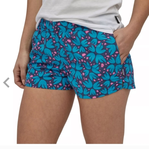 Patagonia Women’s Baggies Shorts Small Floral Print Blue Pink - Picture 1 of 14